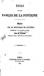 Tapa de Essai sur les Fables de La Fontaine ..