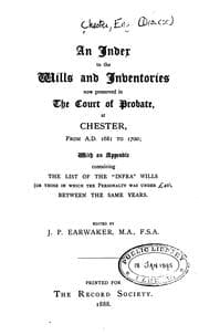 Tapa de An Index to the Wills and Inventories Now Preserved in the Court of Probate, at Chester ...
