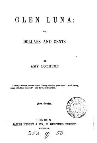 Tapa de Glen Luna; or, Dollars and cents