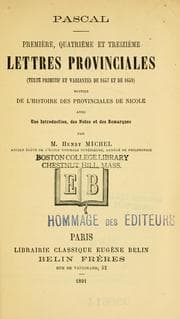 Tapa de Premiere, quatrieme et treizime lettres provinciales