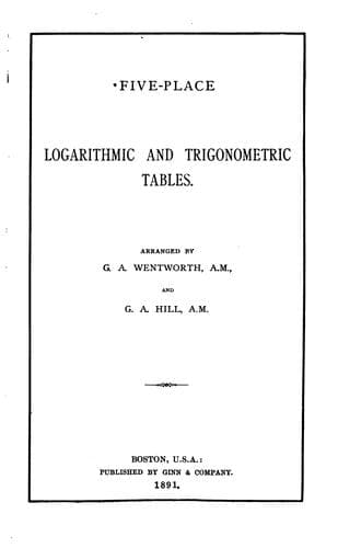 Tapa de Five-place Logarithmic and Trigonometric Tables
