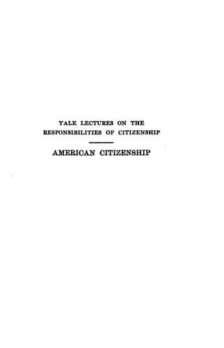 Tapa de American Citizenship: Yale Lectures