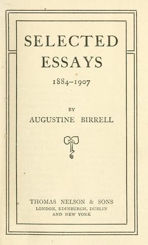 Tapa de Selected essays, 1884-1907.