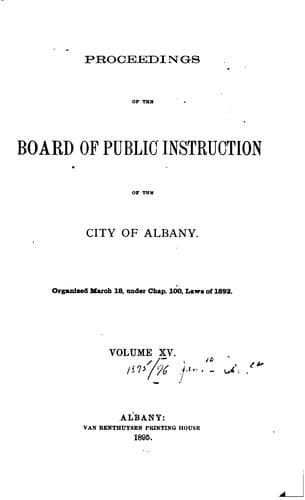 Tapa de Proceedings of the Board of Public Instruction of the City of Albany