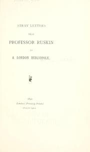 Tapa de Stray letters from Professor Ruskin to a London bibliopole