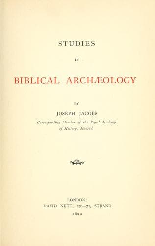 Tapa de Studies in Biblical archaeology