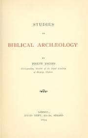 Tapa de Studies in Biblical archaeology