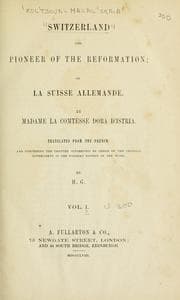 Tapa de Switzerland the pioneer of the Reformation, or, La Suisse allemande