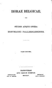 Tapa de Horae Belgicae: Studio Atque Opera Hoffmanni Fallerslebensis