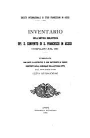 Tapa de Inventario dell'antica biblioteca del S. convento di S. Francesco in Assisi