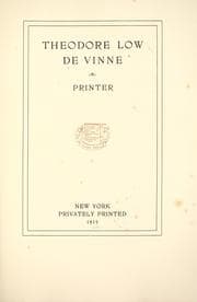 Tapa de Theodore Low De Vinne, printer