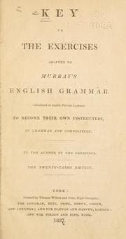 Tapa de Key to the Exercises adapted to Murray's English grammar