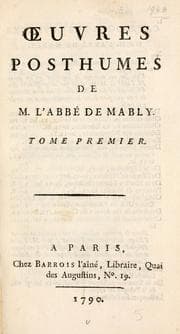 Tapa de uvres posthumes de M. l'Abbé de Mably