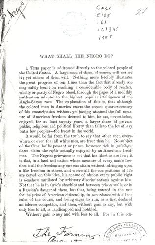 Tapa de What shall the Negro do?