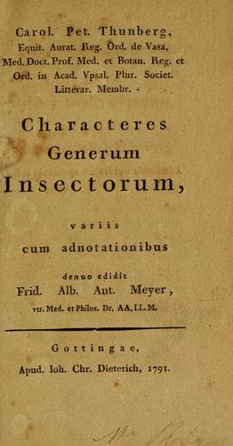 Tapa de Characteres generum insectorum, variis cum adnotationibus