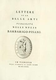 Tapa de Lettere su le belle arti publicate nelle nozze Barbarigo-Pisani