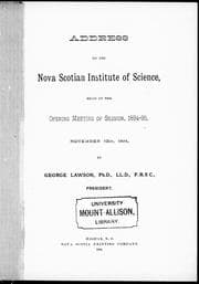 Tapa de Address to the Nova Scotian Institute of Science
