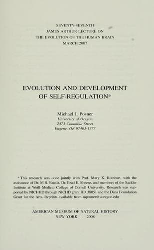 Tapa de Evolution and development of self-regulation