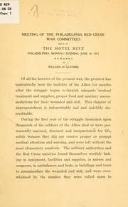 Tapa de Meeting of the Philadelphia Red cross war committees held at the Hotel Ritz, Philadelphia, Monday evening, June 18, 1917