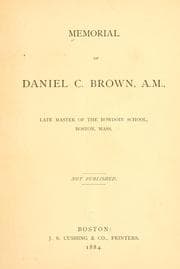 Tapa de Memorial of Daniel C. Brown, A. M.