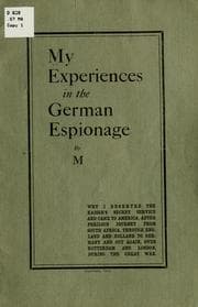 Tapa de My experiences in the German espionage