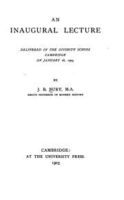 Tapa de An  inaugural lecture [The science of history] delivered in the Divinity school, Cambridge, on January 26, 1903