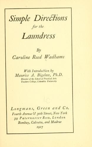 Tapa de Simple directions for the laundress