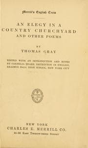 Tapa de An elegy in a country churchyard, and other poems
