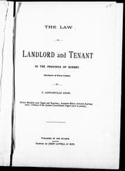Tapa de The law of landlord and tenant in the province of Quebec (exclusive of farm leases)