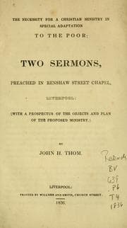 Tapa de The necessity for a Christian ministry in special adaptation to the poor