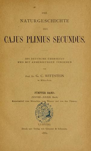 Tapa de Die Natugeschichte des Cajus Plinius Secundus