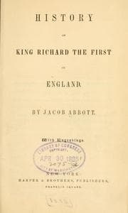 Tapa de History of King Richard the First of England