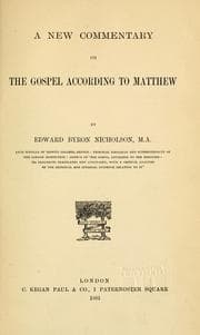 Tapa de A new commentary on the gospel according to Matthew
