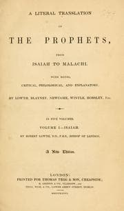Tapa de A literal translation of the Prophets from Isaiah to Malachi