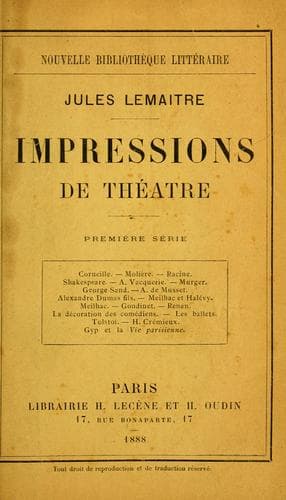 Tapa de Impressions de théatre