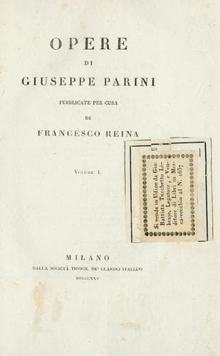 Tapa de Opere di Giuseppe Parini