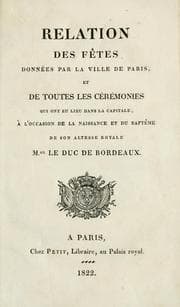 Tapa de Relation des fêtes données par la ville de Paris