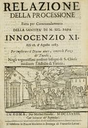 Tapa de Relazione della processione fatta per commandamento della Santità di n. sig. papa Innocenzio XI. alli 18. d' Agosto 1683