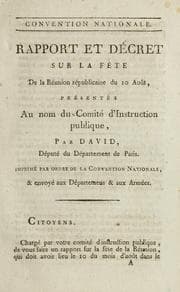 Tapa de Rapport et décret sur la fête de la réunion républicaine du 10 août