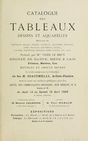 Tapa de Catalogue des tableaux, dessins et aquarelles