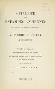 Tapa de Estampes anciennes composant la superbe collection de M. Pierre Beresoff a Moscou