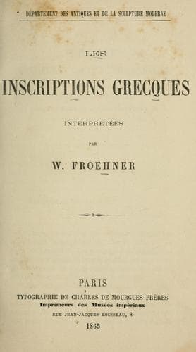 Tapa de Les inscriptions grecques