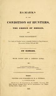 Tapa de Remarks on the condition of hunters, the choice of horses, and their management