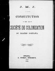 Tapa de Constitution de la Société de colonisation du diocèse d'Ottawa