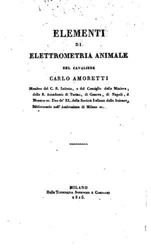 Tapa de Elementi di elettrometria animale