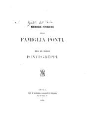 Tapa de Memorie storiche della famiglia Ponti: per le nozze Ponti-Greppi