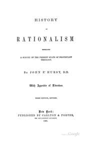 Tapa de History of Rationalism: Embracing a Survey of the Present State of Protestant Theology