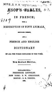 Tapa de Aesop's fables, in French: with a description of fifty animals, mentioned therein, and a French ..