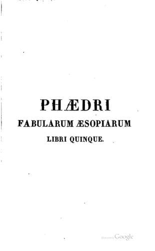 Tapa de Phaedri Fabularum Aesopiarum libri quinque