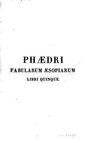 Tapa de Phaedri Fabularum Aesopiarum libri quinque